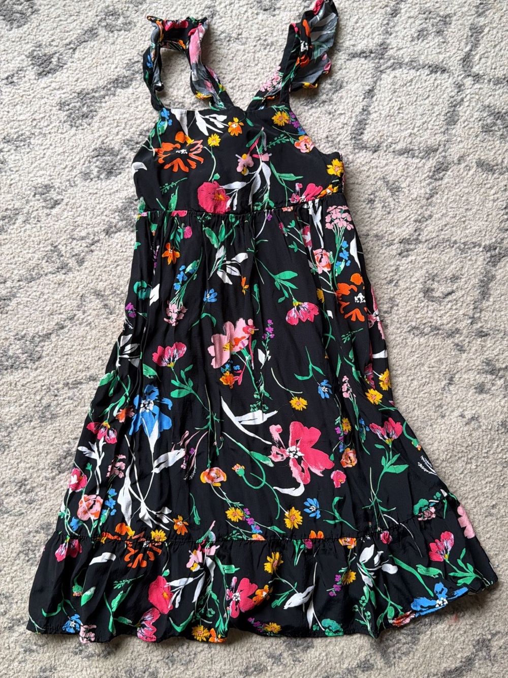 Cat & Jack Black Floral Ruffle-Strap Sundress